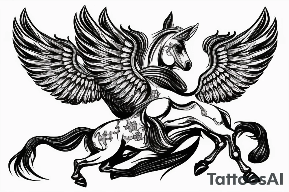 Horse with wings standing on it's back legs tattoo idea