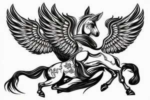 Horse with wings standing on it's back legs tattoo idea