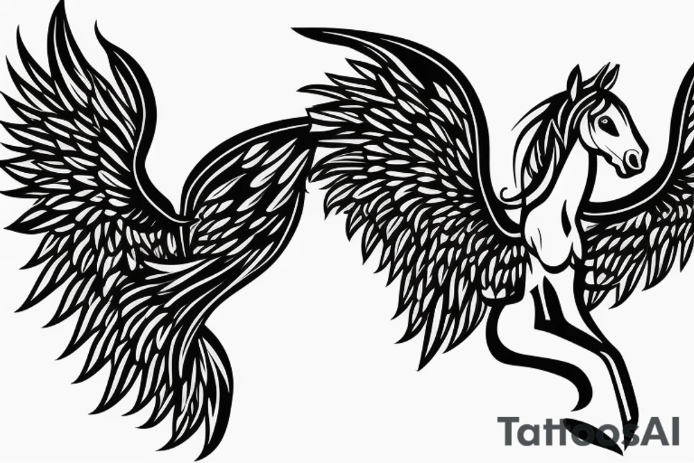 Horse with wings standing on it's back legs tattoo idea