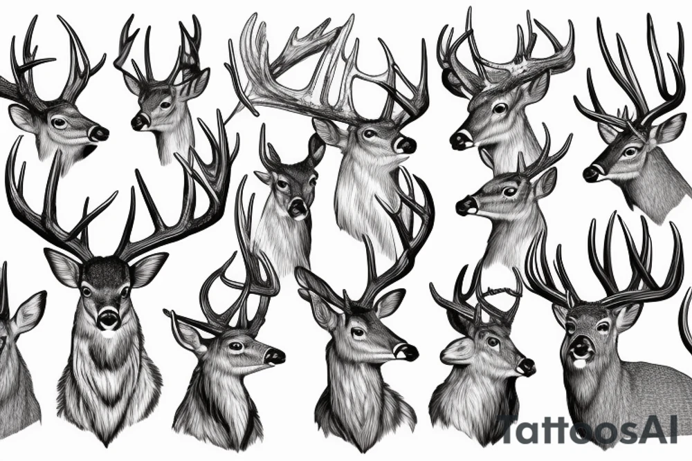 whitetail deer with a cardinal perched on its antler tattoo idea