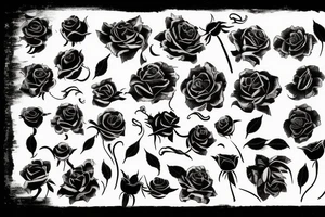 A black silhouette of a decaying rose tattoo idea