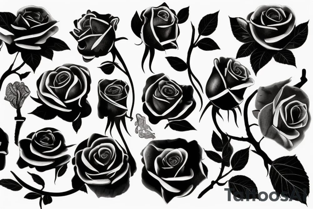 A black silhouette of a decaying rose tattoo idea A black silhouette of a decaying rose tattoo idea