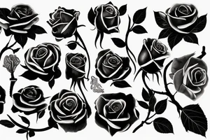 A black silhouette of a decaying rose tattoo idea