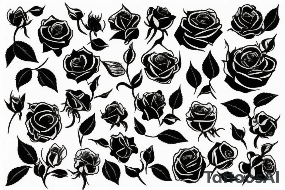 A black silhouette of a decaying rose tattoo idea