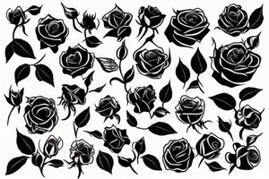 A black silhouette of a decaying rose tattoo idea