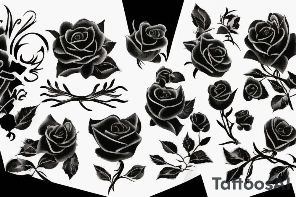 A black silhouette of a decaying rose tattoo idea A black silhouette of a decaying rose tattoo idea