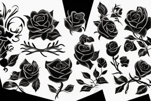 A black silhouette of a decaying rose tattoo idea