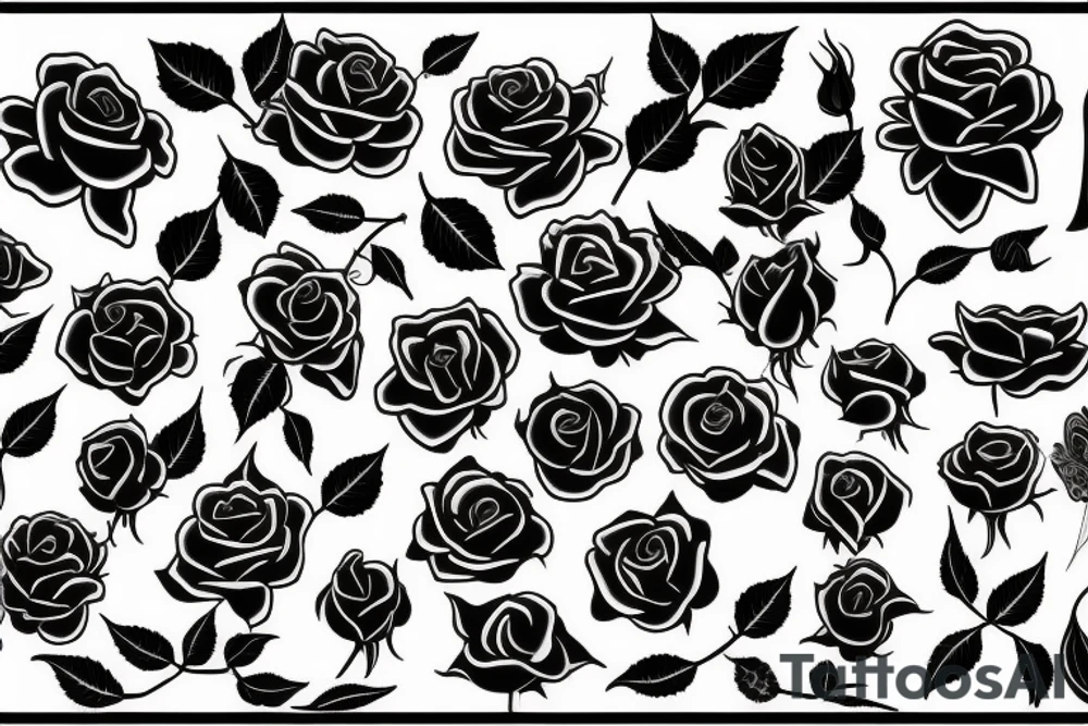 A black silhouette of a dying rose tattoo idea