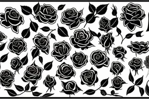A black silhouette of a dying rose tattoo idea