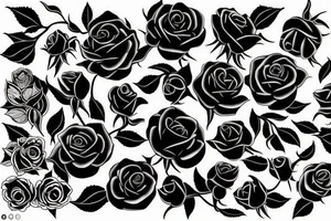 A black silhouette of a dying rose tattoo idea