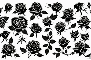 A black silhouette of a dead rose tattoo idea