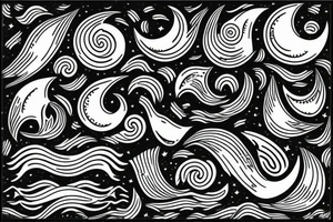Waves surrounding the moon next to a tokyo night tattoo idea