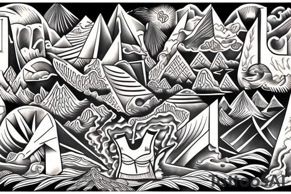 mountains, islands, rivers tattoo idea