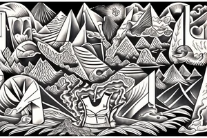 mountains, islands, rivers tattoo idea