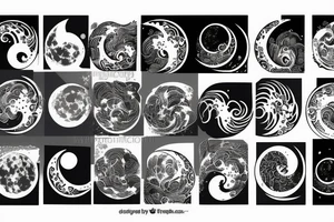 Waves surrounding the moon in japan tattoo idea