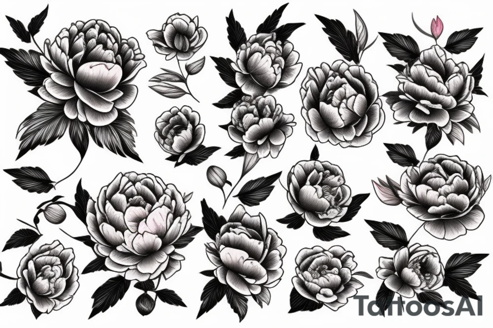 Neo traditional Peony tattoo idea