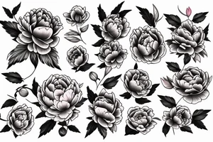 Neo traditional Peony tattoo idea