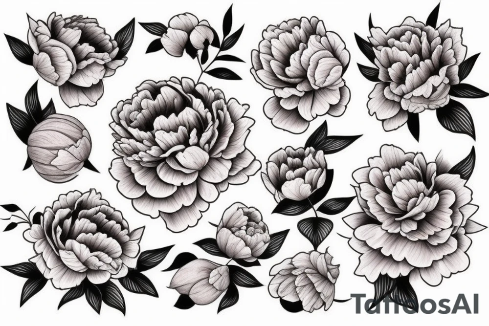 Neo traditional Peony tattoo idea