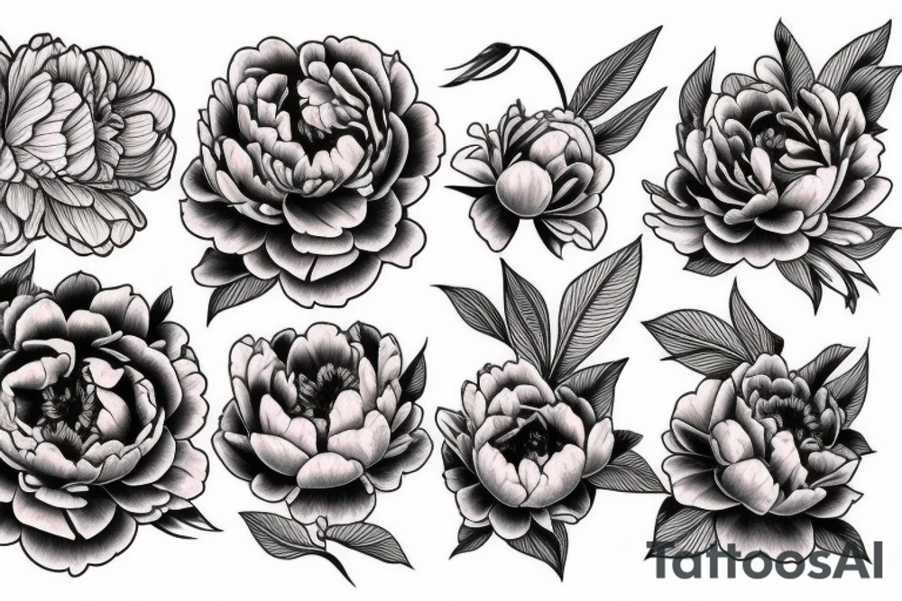 Neo traditional Peony tattoo idea