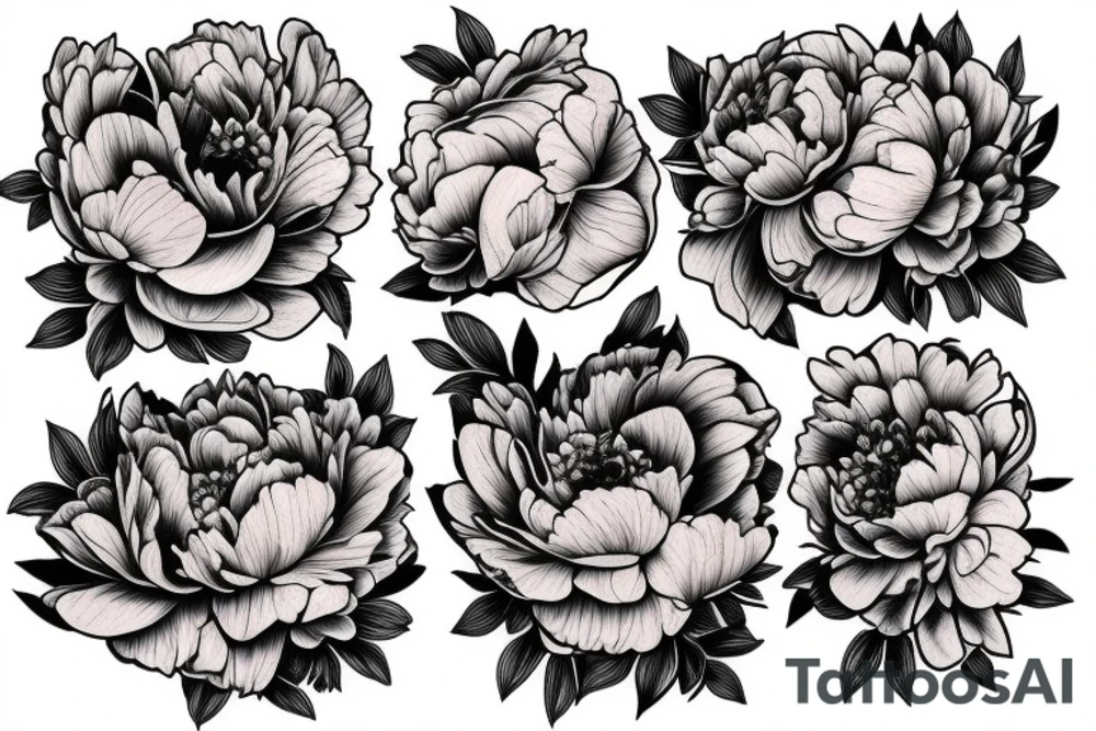 Neo traditional Peony tattoo idea