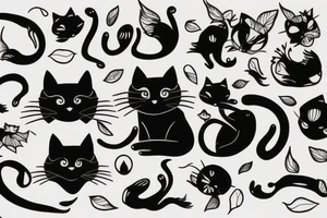 Fluid black cat tattoo idea