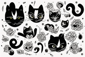 Fluid black cat tattoo idea