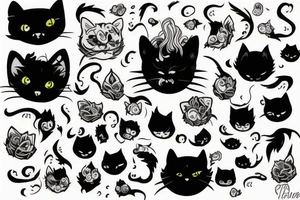 Fluid black cat tattoo idea