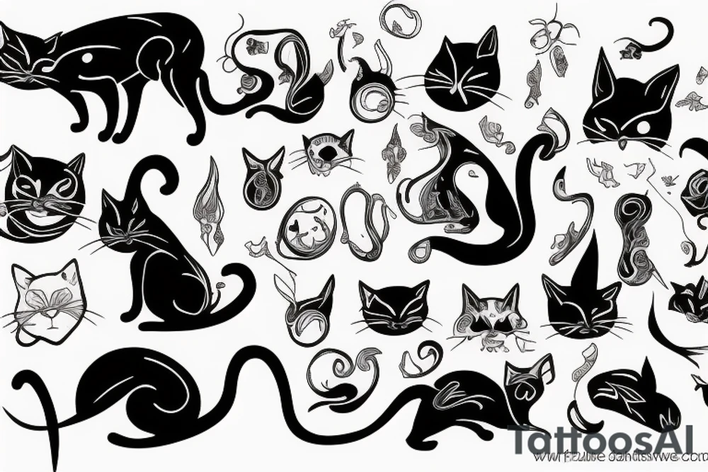 Fluid black cat tattoo idea