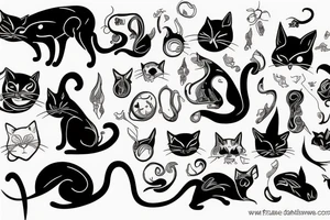 Fluid black cat tattoo idea