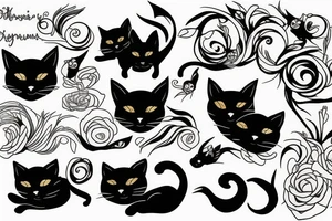 Fluid black cat tattoo idea