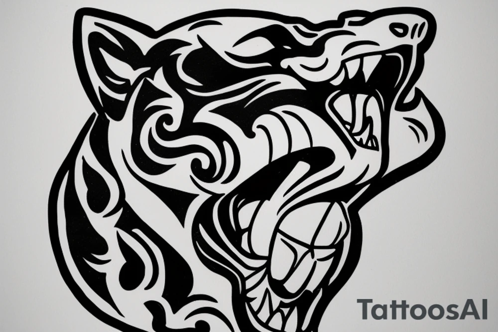 A Panther head with a 1988 Chicano Lettering above tattoo idea A Panther head with a 1988 Chicano Lettering above tattoo idea