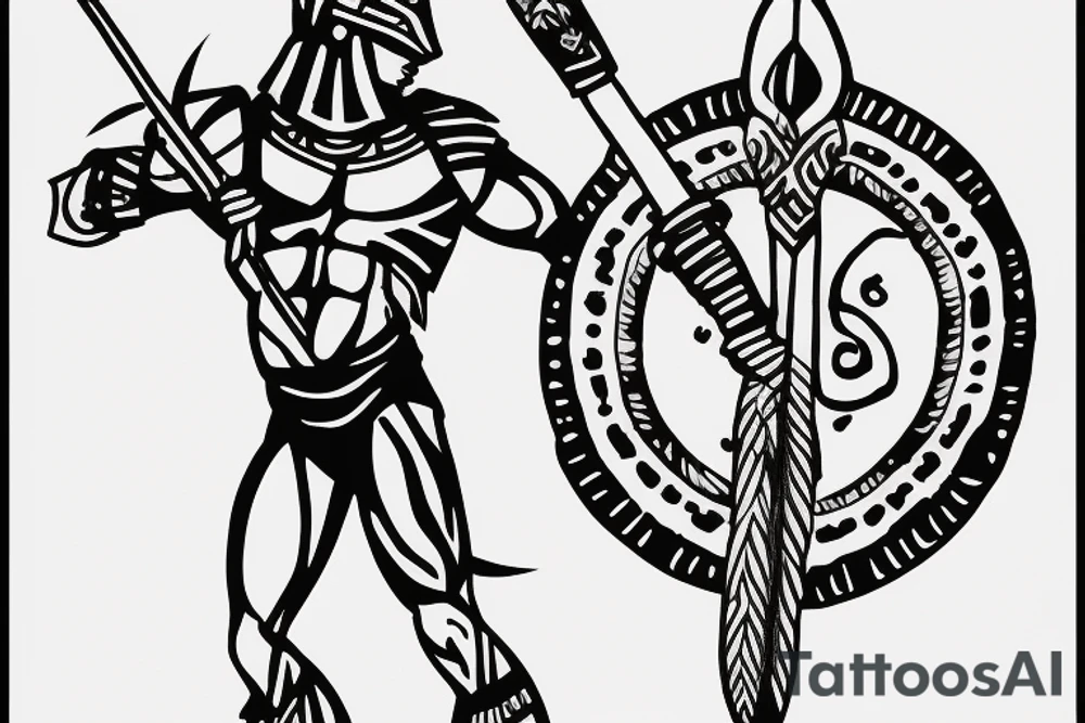 Spartan holding spear tattoo idea