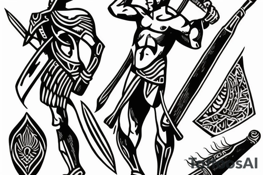 Spartan holding spear tattoo idea