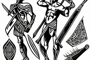 Spartan holding spear tattoo idea