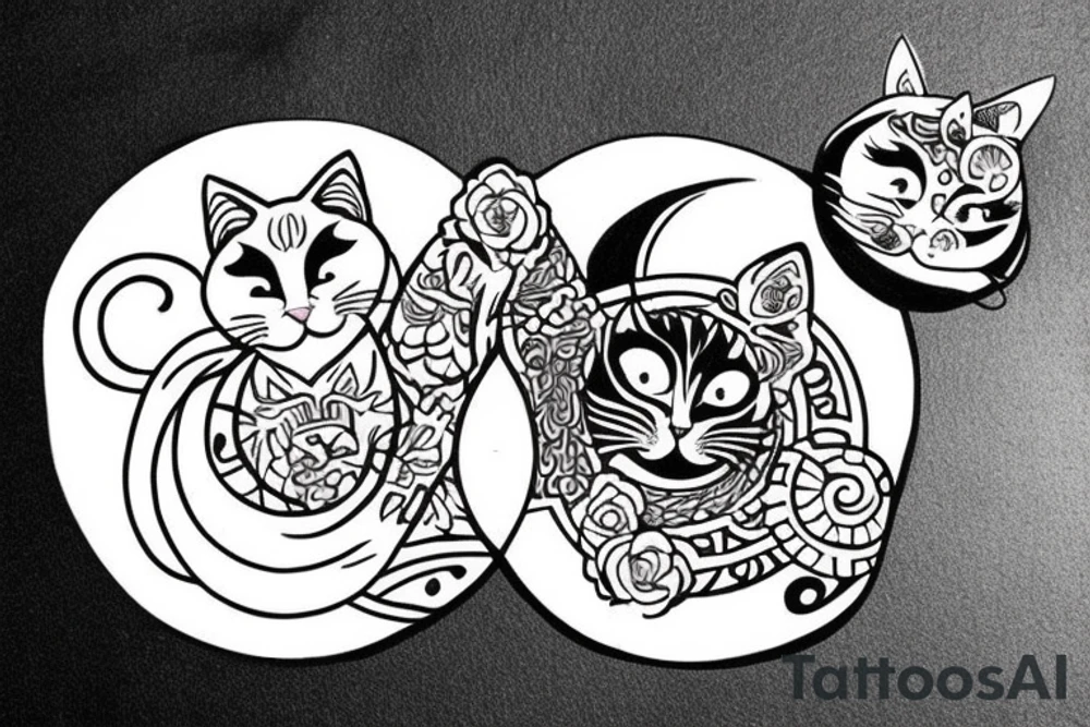 cats yin yang. one cat is cute the other one is evil tattoo idea