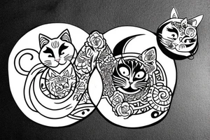cats yin yang. one cat is cute the other one is evil tattoo idea