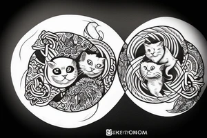 cats yin yang. one cat is cute the other one is evil tattoo idea