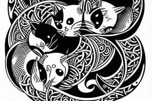 cats yin yang. one cat is tender the other one is evil tattoo idea