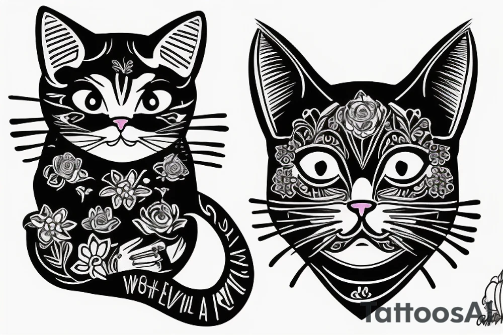 one cat is tender the other one is evil tattoo idea