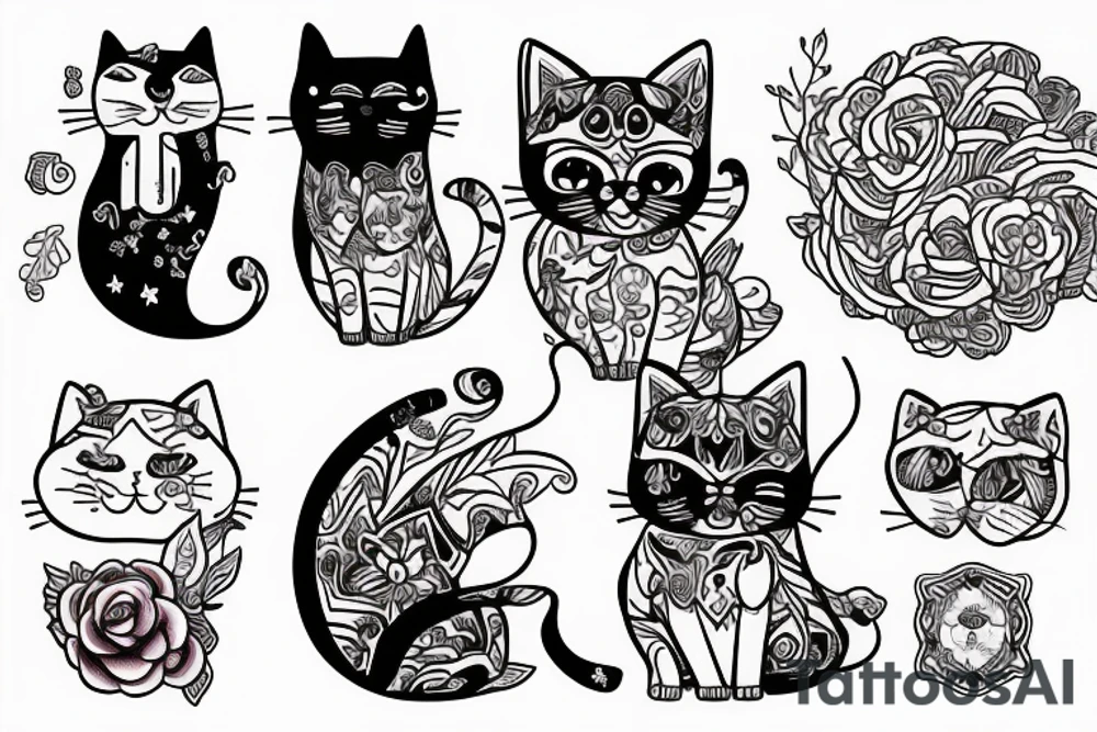 one cat is tender the other one is evil tattoo idea