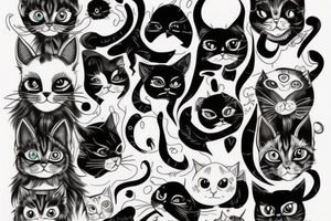 a cat with two personalities: evil and tender tattoo idea