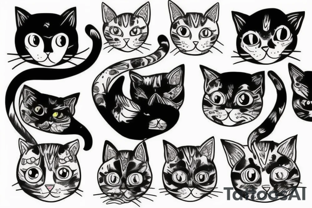 a cat with two personalities: evil and tender tattoo idea