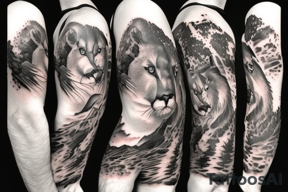 Mountain lion fire tattoo idea