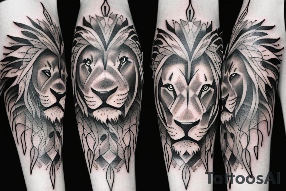 lion fire tattoo idea
