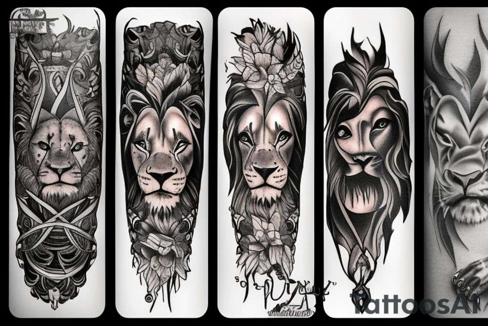 lion fire tattoo idea
