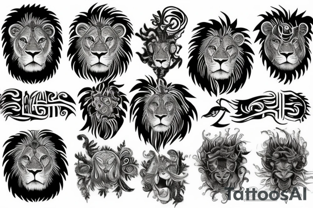 lion fire tattoo idea