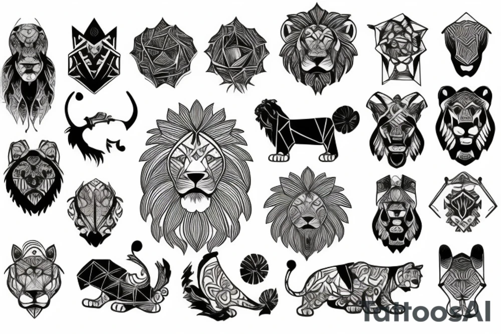 lion fire tattoo idea