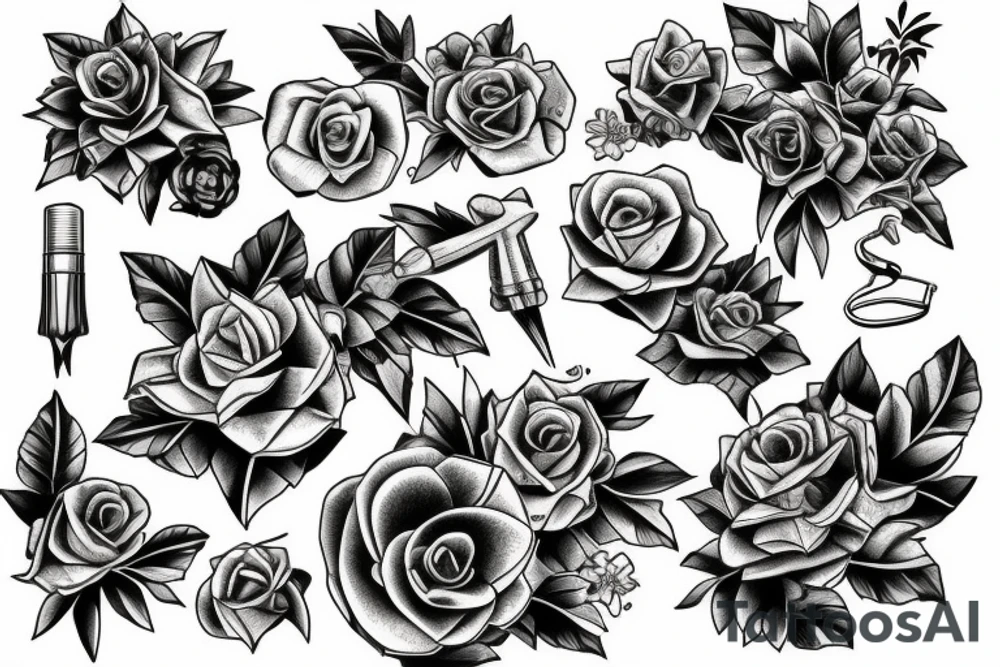 Superbike, flower, magnum 44 tattoo idea