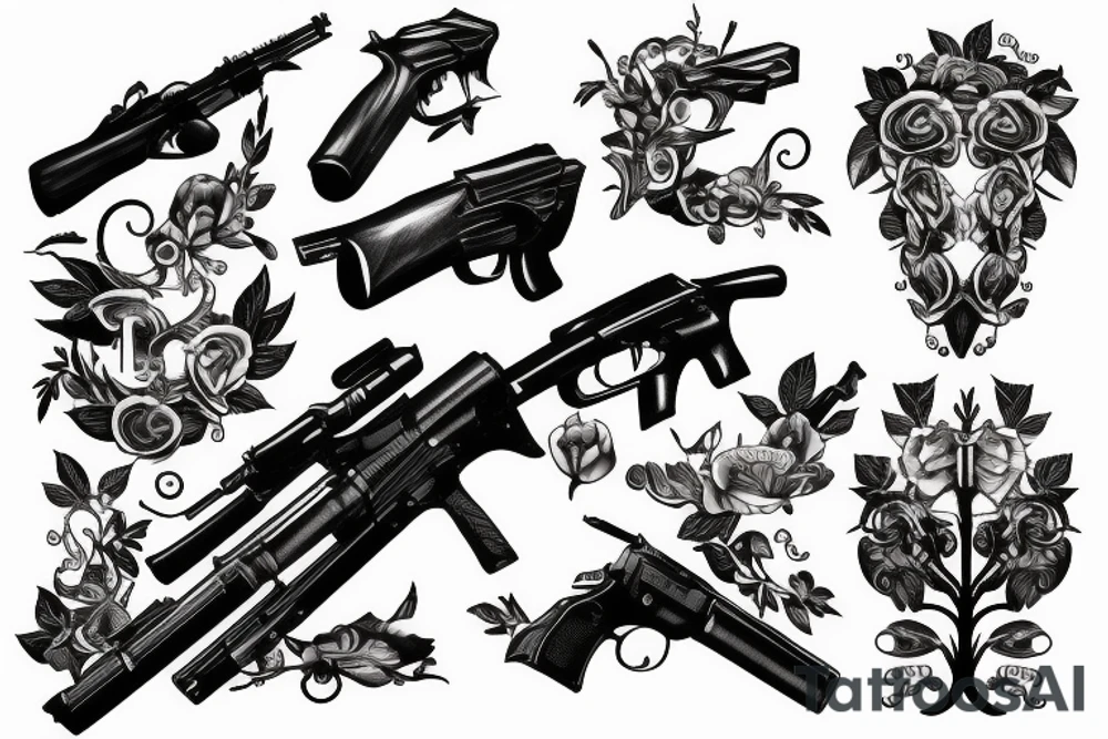 Superbike and gun with vine tattoo idea