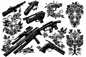 Superbike and gun with vine tattoo idea